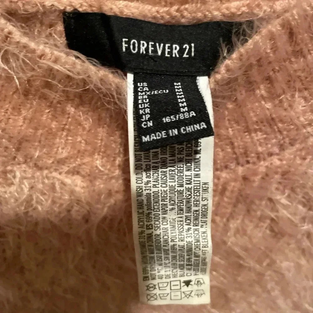 Forever 21 Peach Cozy Crew Sweater Side Ties Med Balletcore/Boho/Feminine - Picture 6 of 16